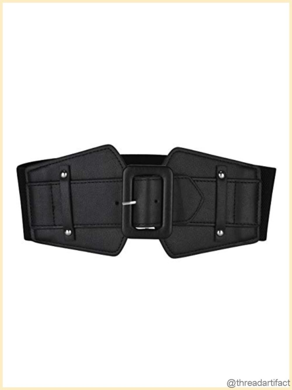 Wide Stretchy Waist Belt PU Leather Corset with Buckle